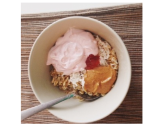 peanut butter and strawberry jam oats
