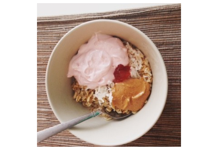 peanut butter and strawberry jam oats